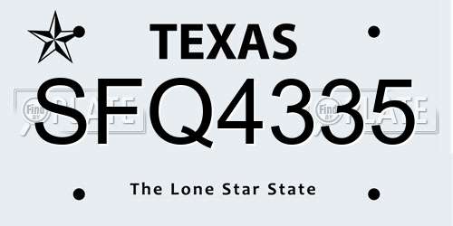 SFQ4335 Texas License Plate