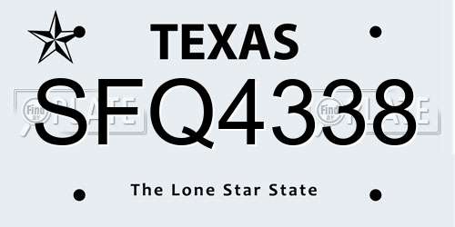 SFQ4338 Texas License Plate