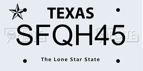 SFQH45 Texas License Plate
