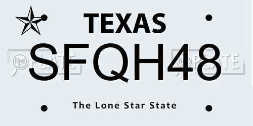 SFQH48 Texas License Plate