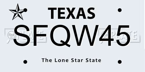 SFQW45 Texas License Plate