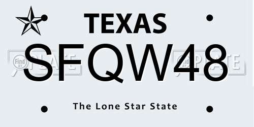 SFQW48 Texas License Plate