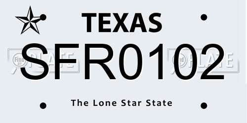 SFR0102 Texas License Plate