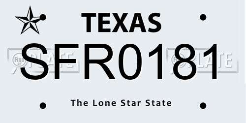 SFR0181 Texas License Plate