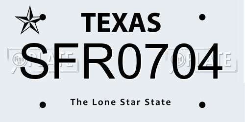 SFR0704 Texas License Plate