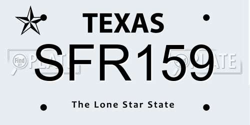 SFR159 Texas License Plate