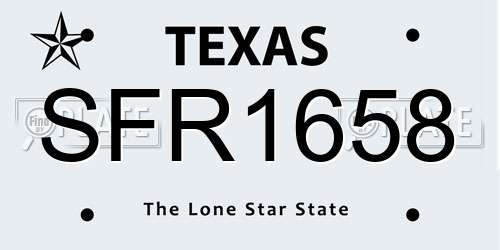 SFR1658 Texas License Plate
