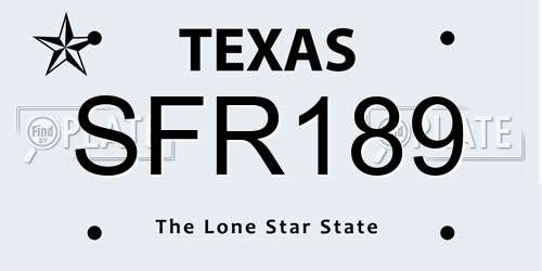 SFR189 Texas License Plate