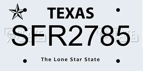 SFR2785 Texas License Plate