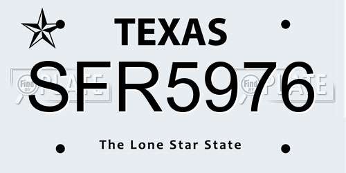 SFR5976 Texas License Plate