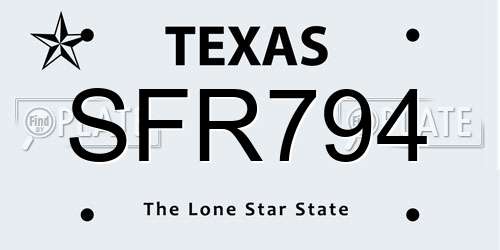 SFR794 Texas License Plate