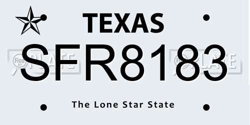 SFR8183 Texas License Plate