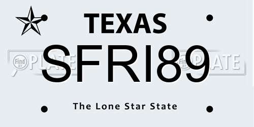 SFRI89 Texas License Plate