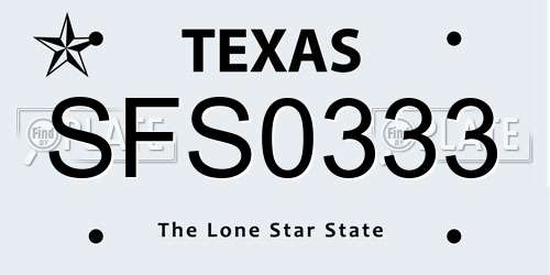 SFS0333 Texas License Plate