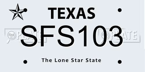 SFS103 Texas License Plate