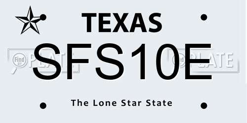 SFS10E Texas License Plate