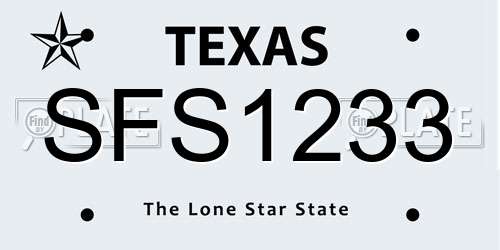 SFS1233 Texas License Plate