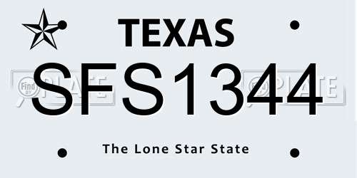 SFS1344 Texas License Plate