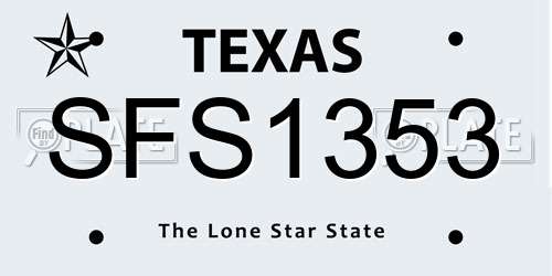 SFS1353 Texas License Plate