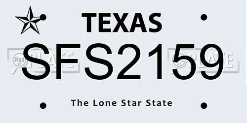 SFS2159 Texas License Plate
