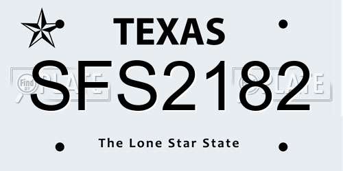 SFS2182 Texas License Plate