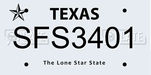 SFS3401 Texas License Plate