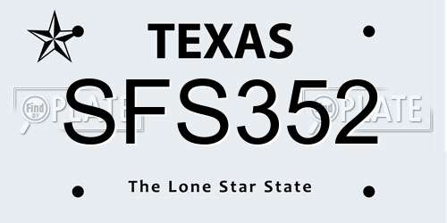 SFS352 Texas License Plate