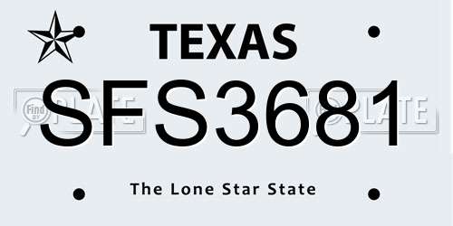 SFS3681 Texas License Plate