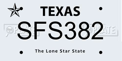 SFS382 Texas License Plate