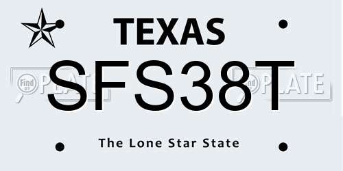SFS38T Texas License Plate