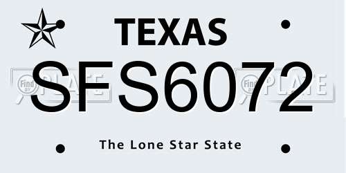 SFS6072 Texas License Plate
