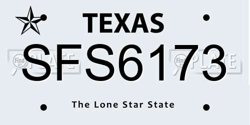 SFS6173 Texas License Plate