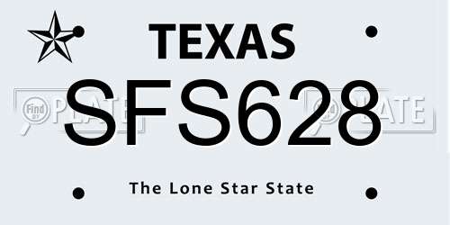 SFS628 Texas License Plate