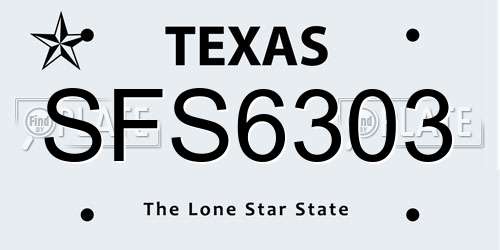 SFS6303 Texas License Plate