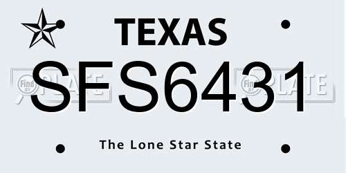 SFS6431 Texas License Plate