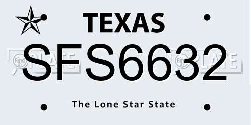 SFS6632 Texas License Plate