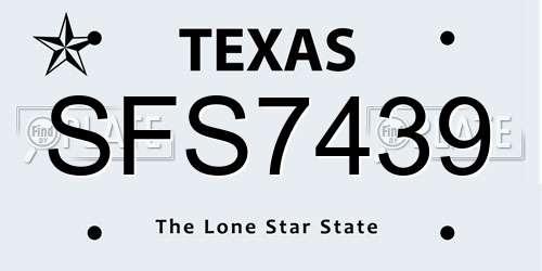 SFS7439 Texas License Plate