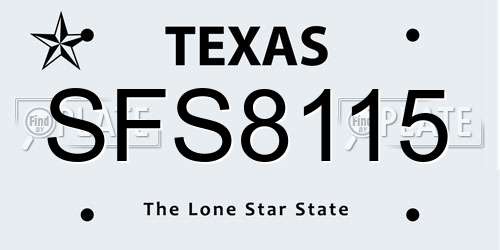 SFS8115 Texas License Plate