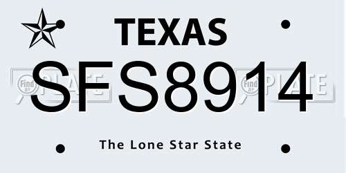 SFS8914 Texas License Plate