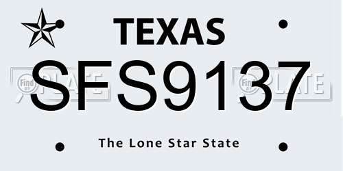SFS9137 Texas License Plate