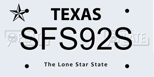 SFS92S Texas License Plate
