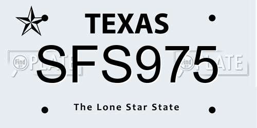 SFS975 Texas License Plate