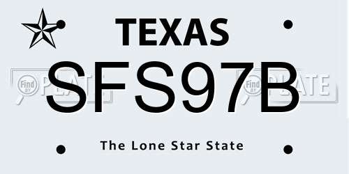 SFS97B Texas License Plate
