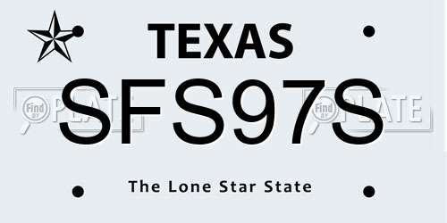 SFS97S Texas License Plate
