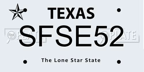 SFSE52 Texas License Plate