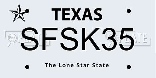 SFSK35 Texas License Plate