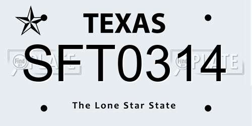 SFT0314 Texas License Plate