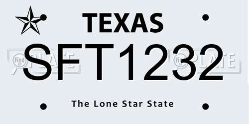 SFT1232 Texas License Plate