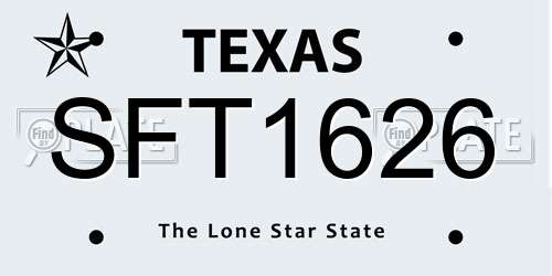 SFT1626 Texas License Plate