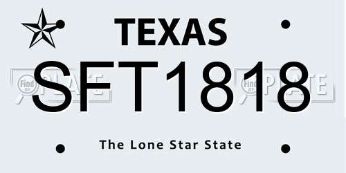 SFT1818 Texas License Plate